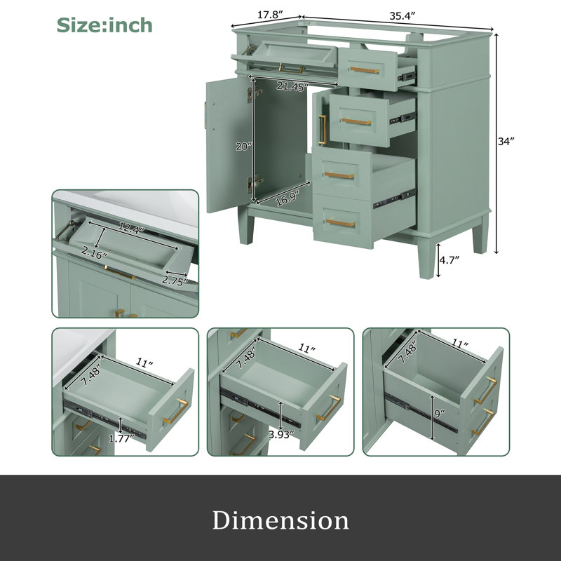 36" Modern Bathroom Vanity(Sink Not Included)?, Green