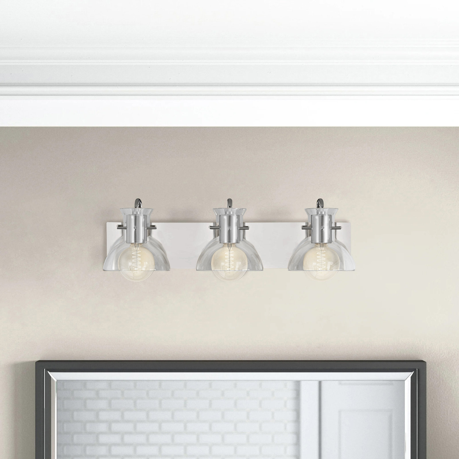 Luke 3 Light Transparent Vanity Light, Polished Nickel