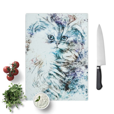 Tempered Glass Persian Cat Chopping Board