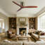 52 Inch American Farmhouse Rustic Elegance Classical Solid Wood Low Profile Flush Mount Ceiling Fan Without Light
