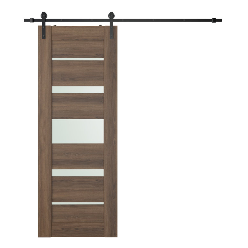 Porte de grange préfinie en bois manufacturé Avon 07-03, 29,75 po x 79,37 po, Pacane