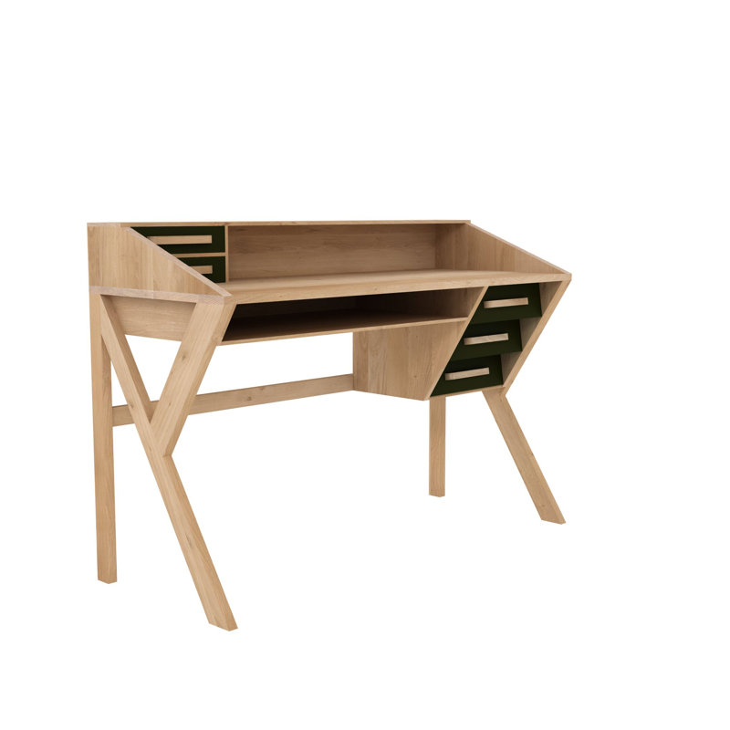 Origami Solid Wood Secretary Desk, Black