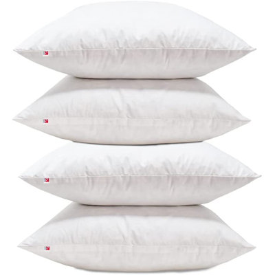 Lancashire Textiles British Made Luxury Cushion Pad  With Ethically Sourced Duck Pure Cambric Cotton Cover – Pack Of 4 12” X 15” (30Cm X 40Cm)