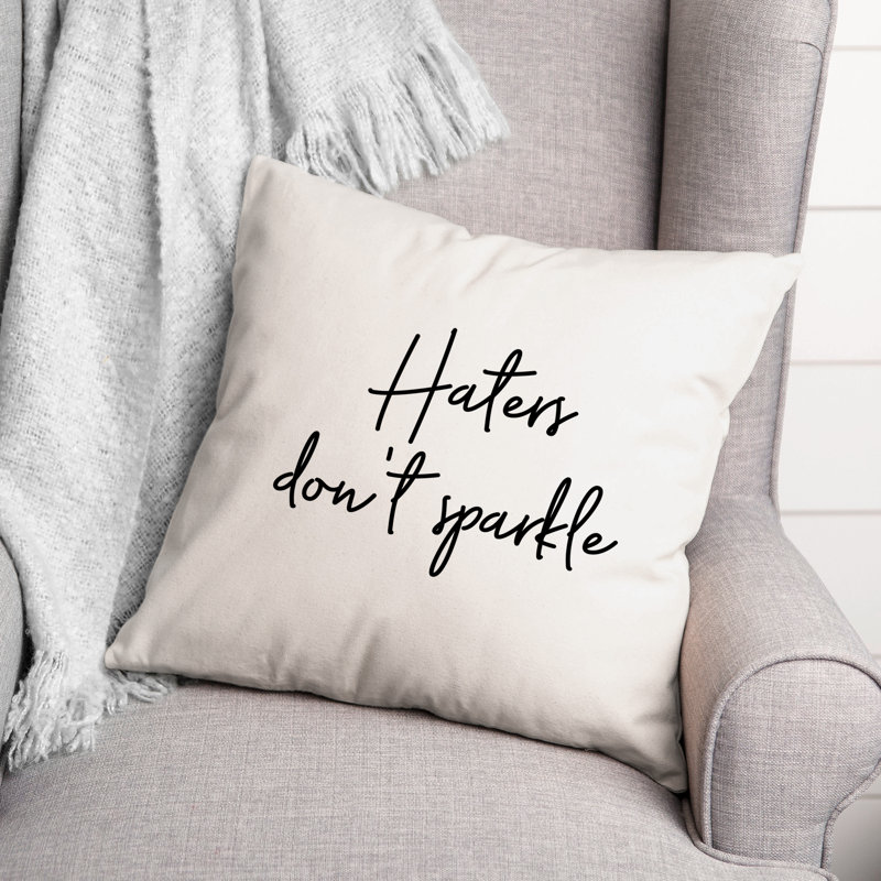 Coussin décoratif noir et blanc Typers Collection Haters Dont Sparkle