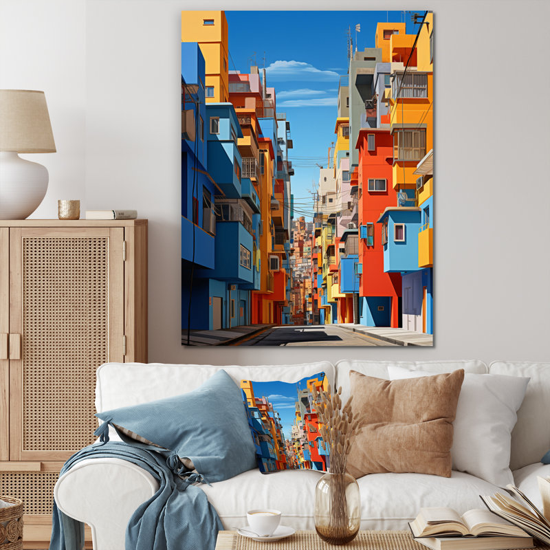 Laesha " Cityscape Street Vibrations I ", 32" H x 24" W x 1" D, Wrapped Canvas