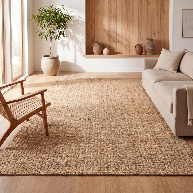 Tapis naturel en jute tissé à la main Ehlers, Rectangle de 5 pi x 8 pi