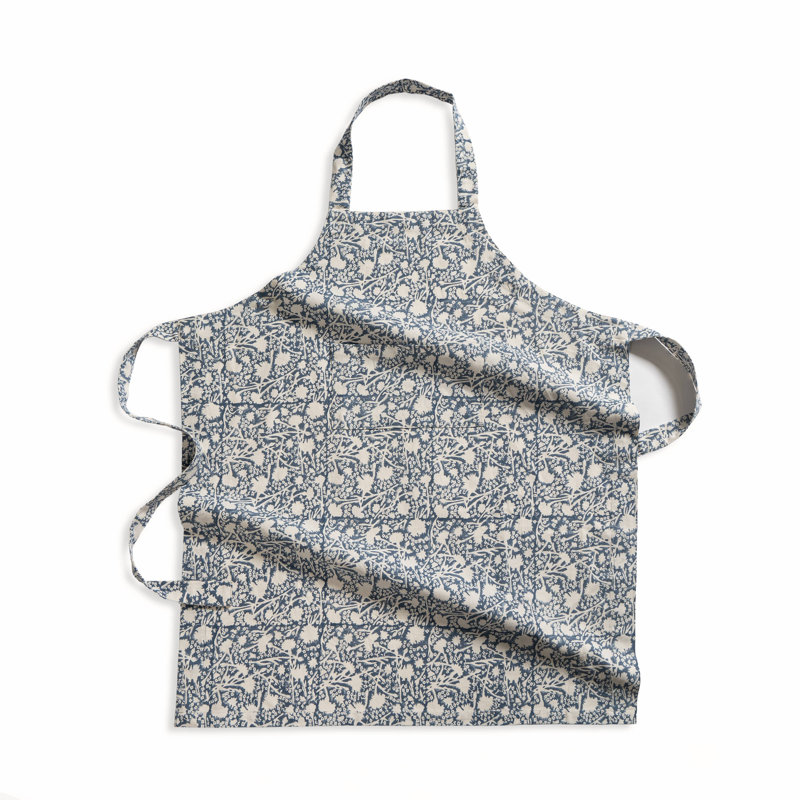 Floral Cotton Bib Apron, Blue