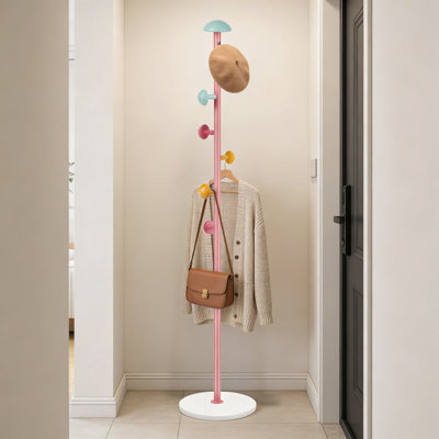 Mushroom Coat Rack, Freestanding Coat Tree With 7 Decorative Hooks, Adjustable Height Metal Clothes Hanger For Entryway, Hallway, Or Bedroom