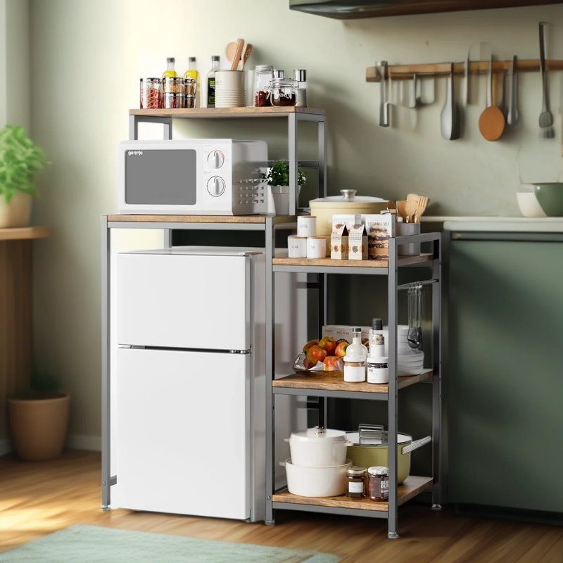 Mini-réfrigérateur à 6 niveaux avec rangement, organisateur de cuisine polyvalent avec bar à café, tablette pour micro-ondes et tablettes réglables pour un dortoir, un appartement ou un bureau