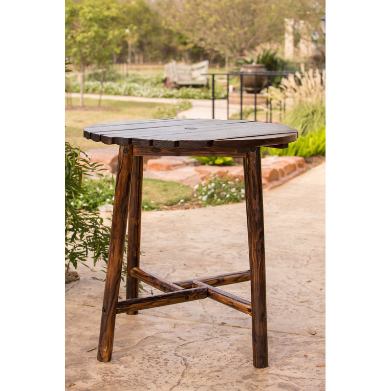 Ardoin Round Pine Outdoor Bar Table