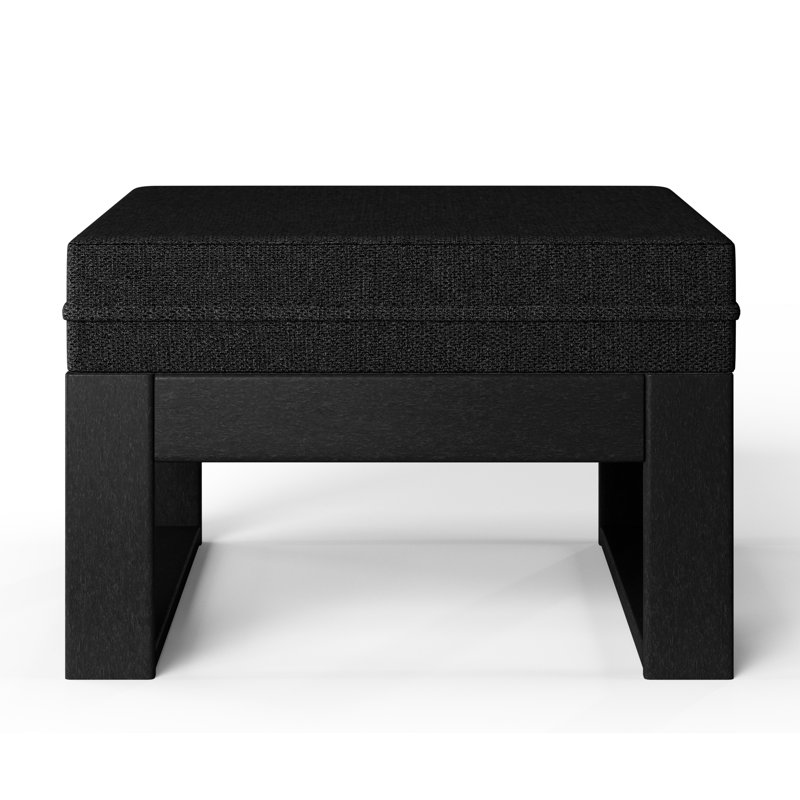 Patio Deep Seating Ottoman With  Frame, Black, Black