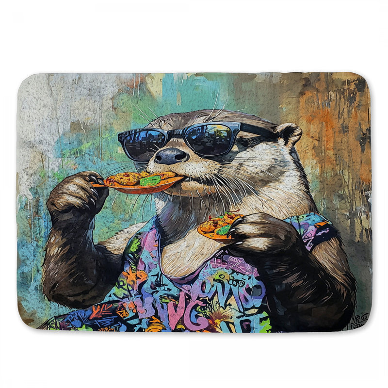 Loutre mangeant un tapis de bain pour animaux, L 34 po x l 21 po