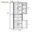 Armoire de rangement avec espace de rangement multifonctionnel, portes avec tablettes de rangement, 2 tiroirs, tablette réglable, blanc