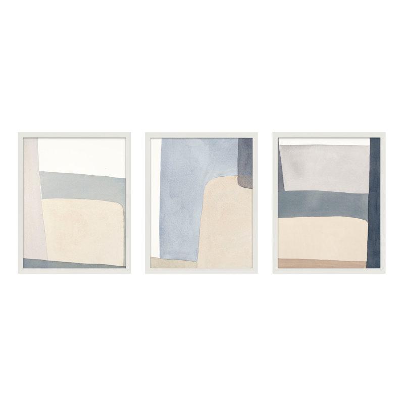 Grey Hue Set Of 3 Print by Julia Balfour, Picture Framed Paper, 20" H x 48" W, White