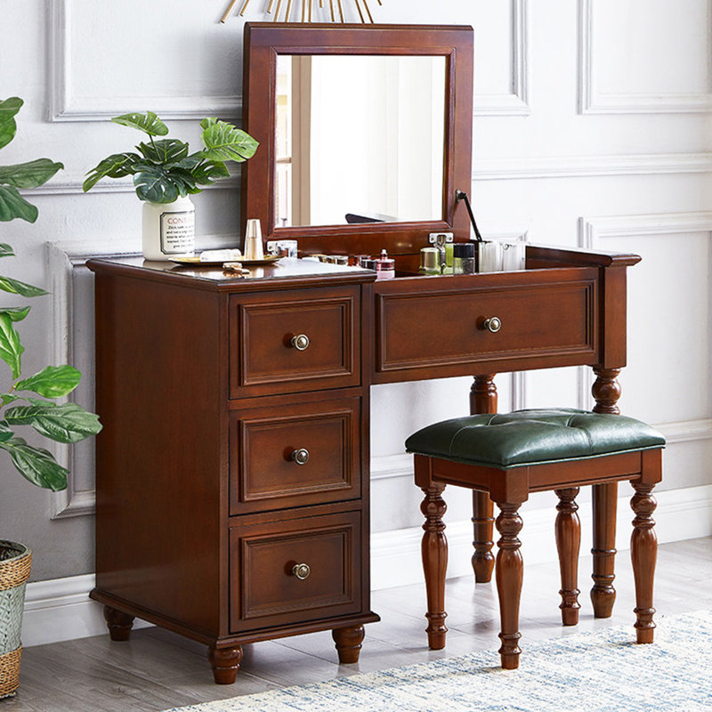 Buffet 35,43 po de style américain brun avec comptoir rabattable