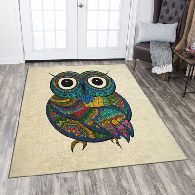 Stylish Woven Carpet (3.1 x 4.6 ft), 100% Polyester, Non-Slip Felt Dot Underside | Raschel Knitting, 0.4 in Pile Height | Machine Washable, Digital Print Design | Perfect for Living Room, Bedroom & Office Decor