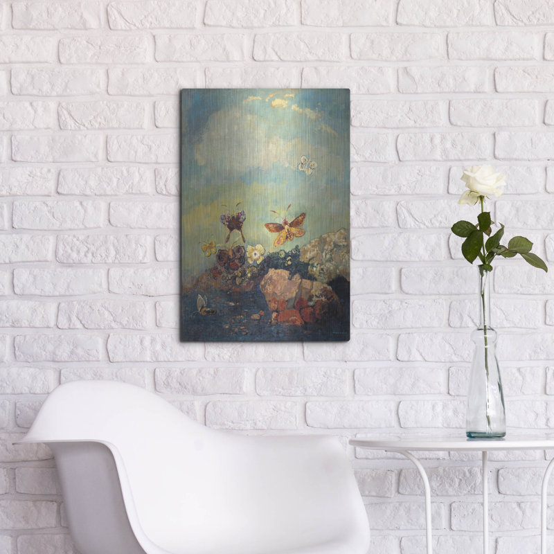 Art mural en métal Rosalind Wheeler «Butterflies» par Odilon Redon, H 24 po x l 16 po