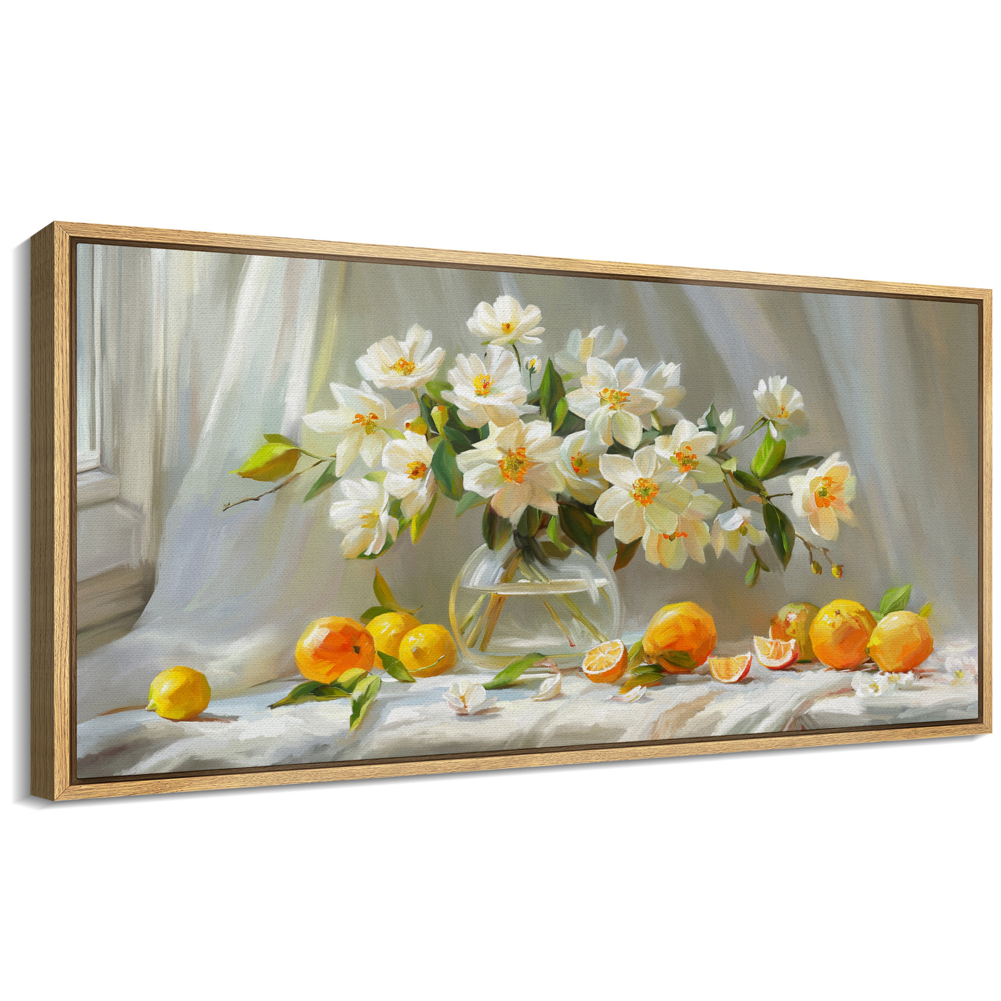 IDEA4WALL Flower Blossom Minimal Landscape Serene Bright Yellow Orange