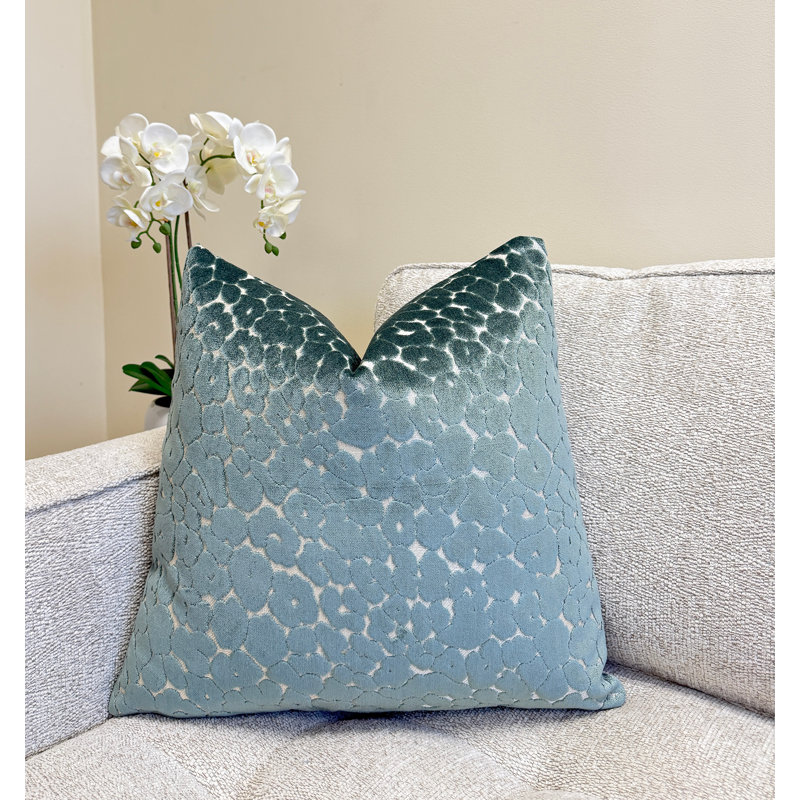 Animal Print Velvet Throw Pillow Cover, 20"H x 20"W, Sea Glass