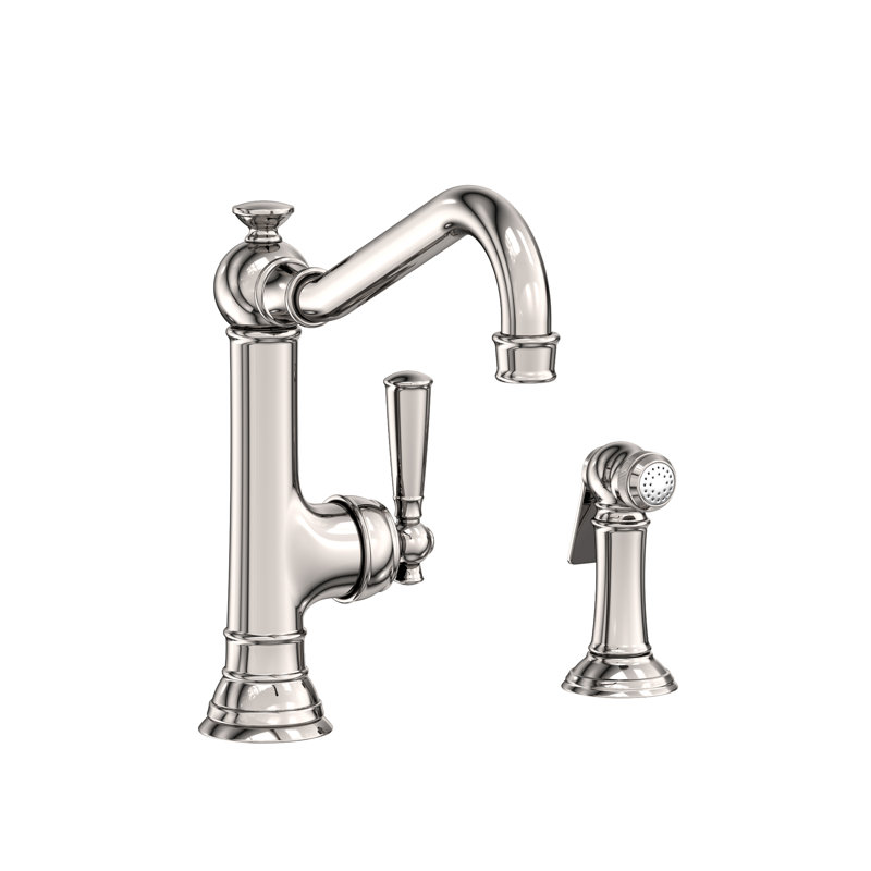 Jacobean Single Handle Kitchen Faucet with Side Spray, Polished Nickel (PVD)