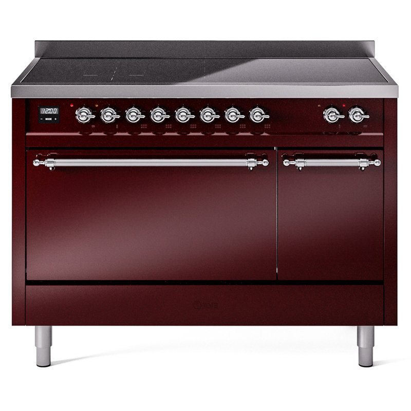 Cuisinière à induction 48 po ILVE Nostalgie II, Bourgogne / chrome
