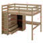 Lit mezzanine en bois avec garde-robe intégré, bureau, tablettes de rangement et tiroirs-1013714363
