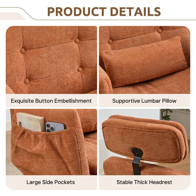 Fauteuil de bureau Criss, Chenille, Orange