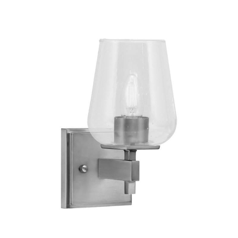 Headland Wall Sconce Shown With 5" Clear Bubble Glass, Nickel