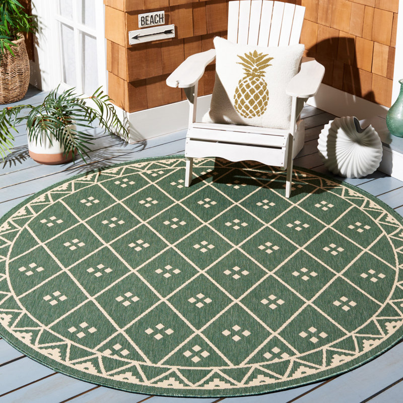 Courtyard Performance Geometric Indoor/Outdoor Area Rug, Round 6'7"