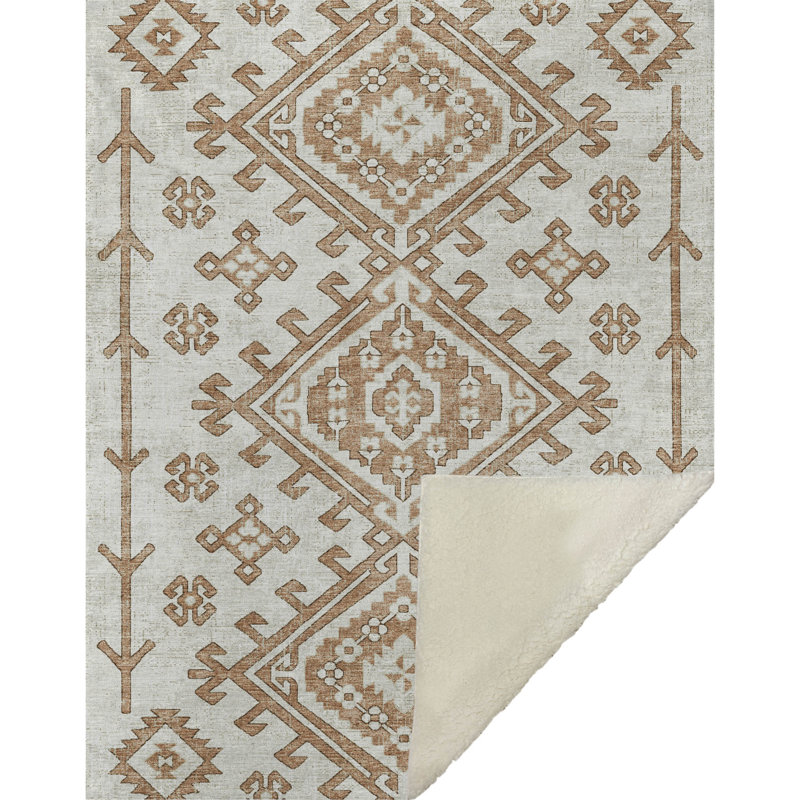 Addison Machine Washable Sherpa Aztec Throw Blanket, Canyon