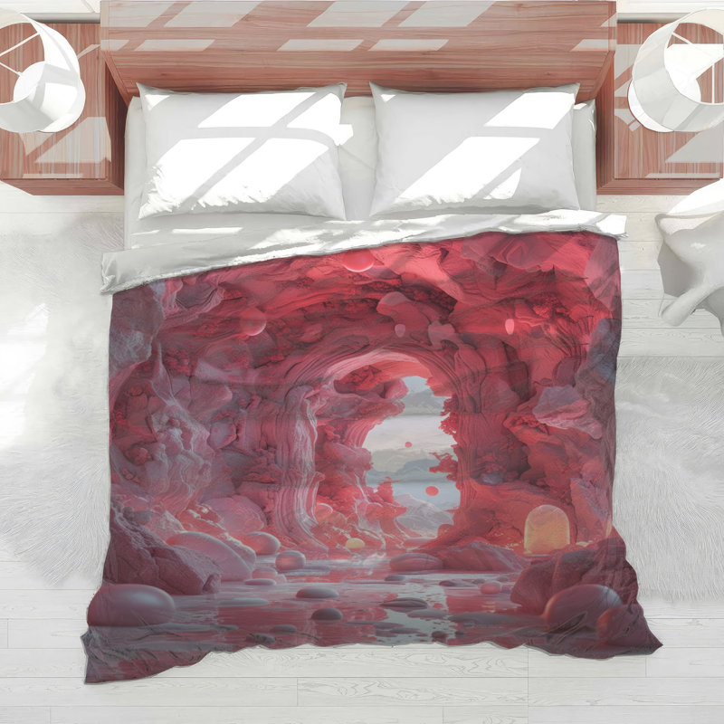 Pink Surreal Cave Comforter, Twin Extra Long