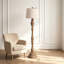 Beige-blanc + lin brun + lampes sur pied de forme libre en bois massif