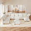Canapé modulaire rembourré en U avec rangement, 9 places en velours côtelé avec dossier à accoudoirs réglables, coussins de soutien moelleux, beige-54340388