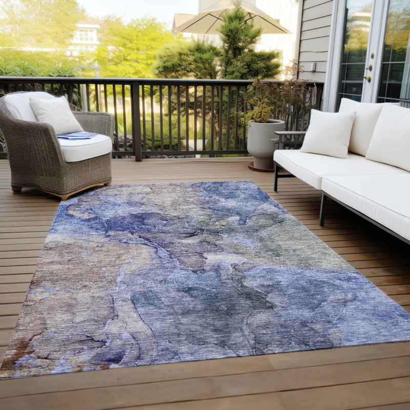 Tapis intérieur / extérieur Killingly avec envers antidérapant, Rectangle 9 pi x 12 pi