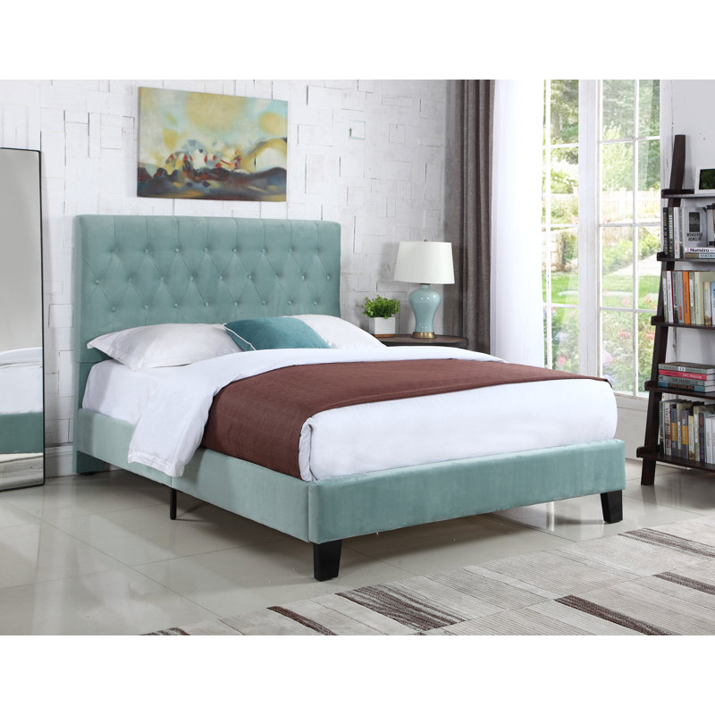 Kayden Upholstered Standard Bed, California King, Light Gray