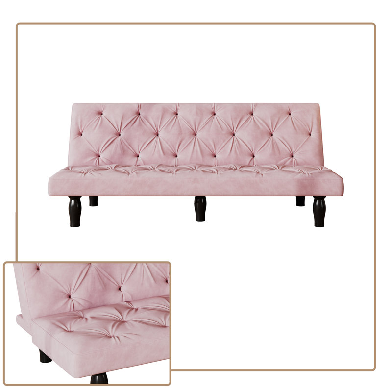 Canapé-lit de futon réglable avec éponge haute densité, Rose