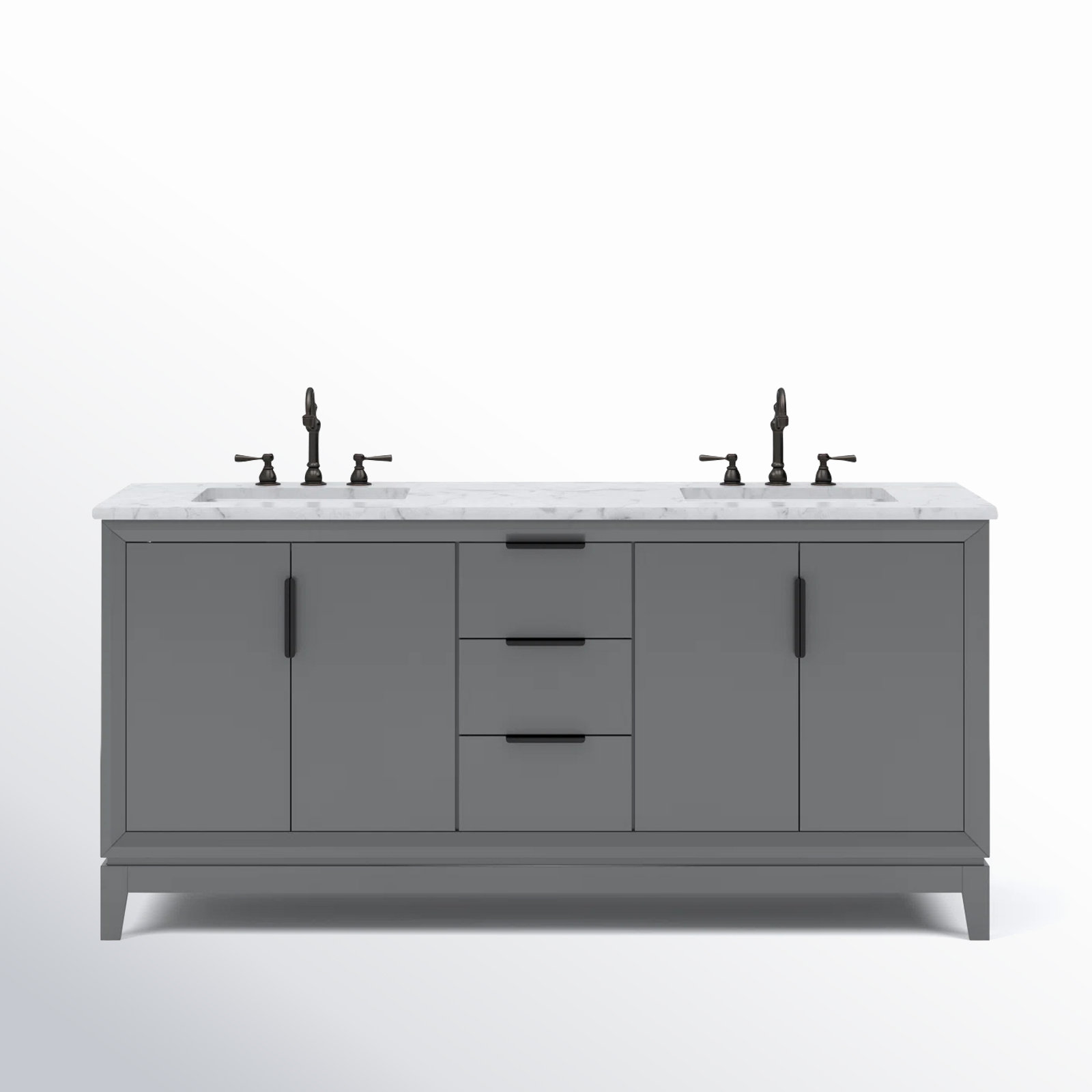 Charlise 72" Carrara Marble Double Bathroom Vanity, Cashmere Grey, Hook
