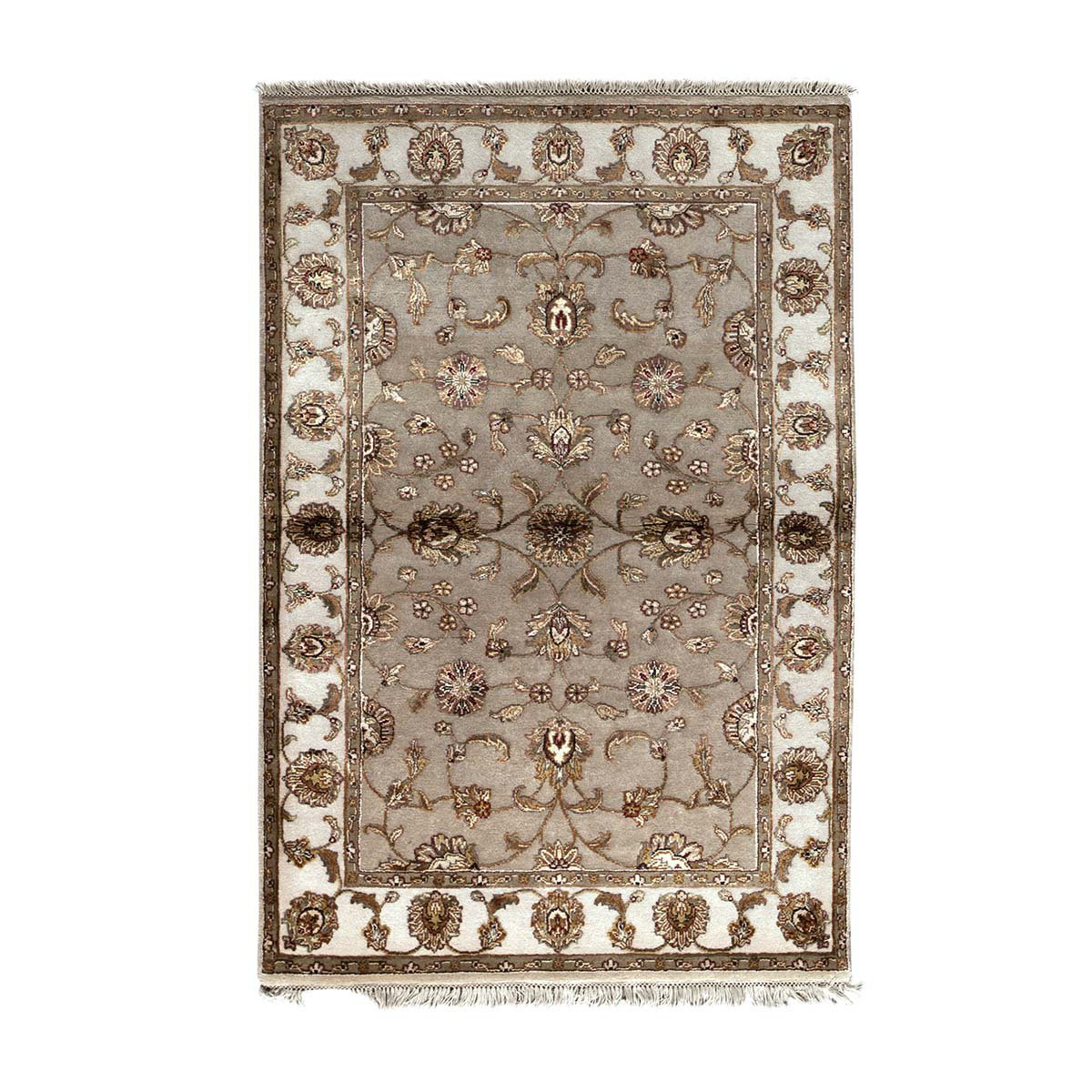 Bokara Rug Co., Inc. Handmade Hand-Knotted Wool Brown/Cream Rug