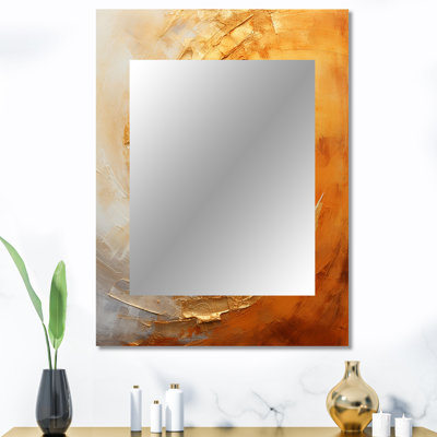 Or orange, désert, mirage, spirale II - miroir abstrait en spirale, miroir mural doré