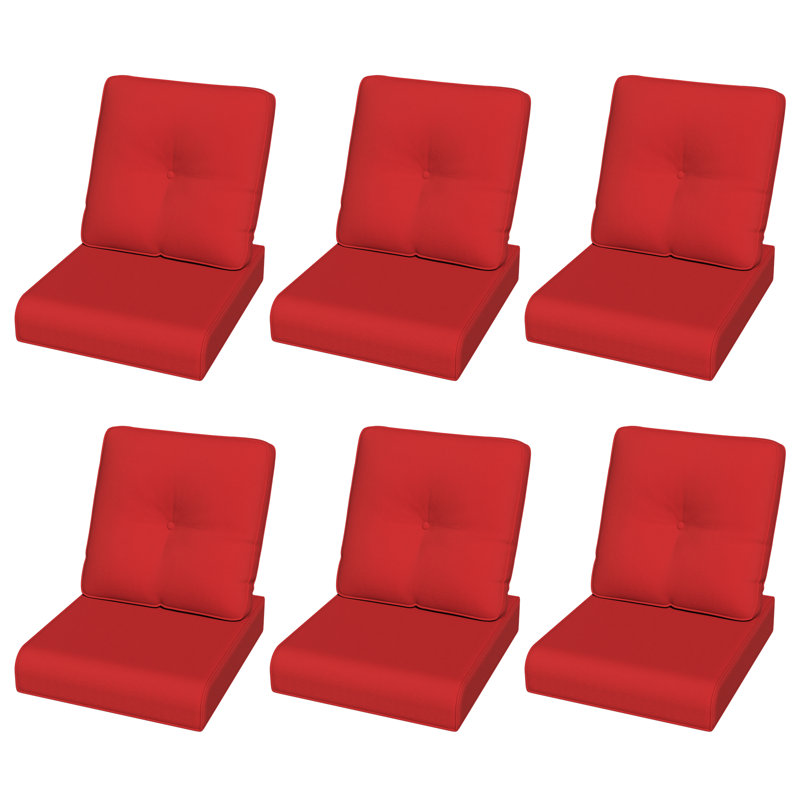 Outdoor Deep Seat Cushion Set - Comfortable,Weather-Resistant,Fade-Resistant Olefin Fabric, Red, 6
