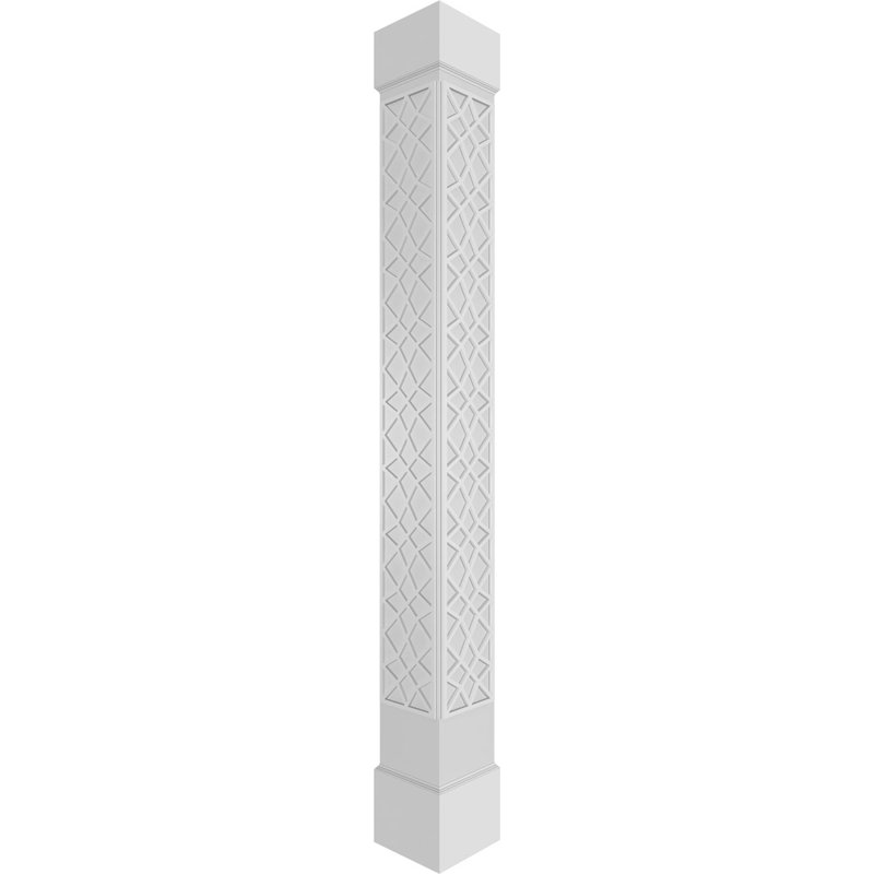 Craftsman Classic Square Non-Tapered Mosaic Fretwork Column w/ Standard Capital & Base, 120" H x 11.6" W x 11.6" D
