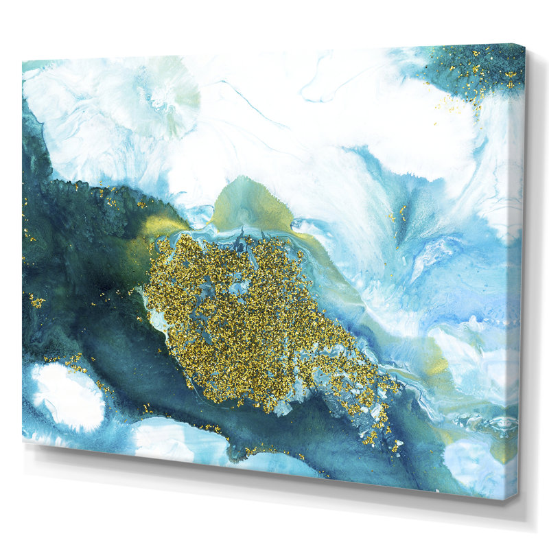 «Blue and Glitter Gold», reproduction d'art sur toile, H 12 po x l 20 po, Toile tendue