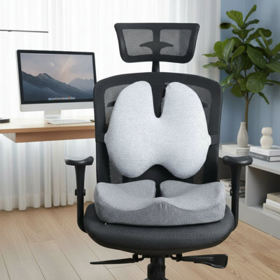 High-Density Memory Foam Pressure-Relieving Seat Cushion, Suitable For Multiple Scenarios, Light Gray, Relieves Pain In The Buttocks And Coccyx.