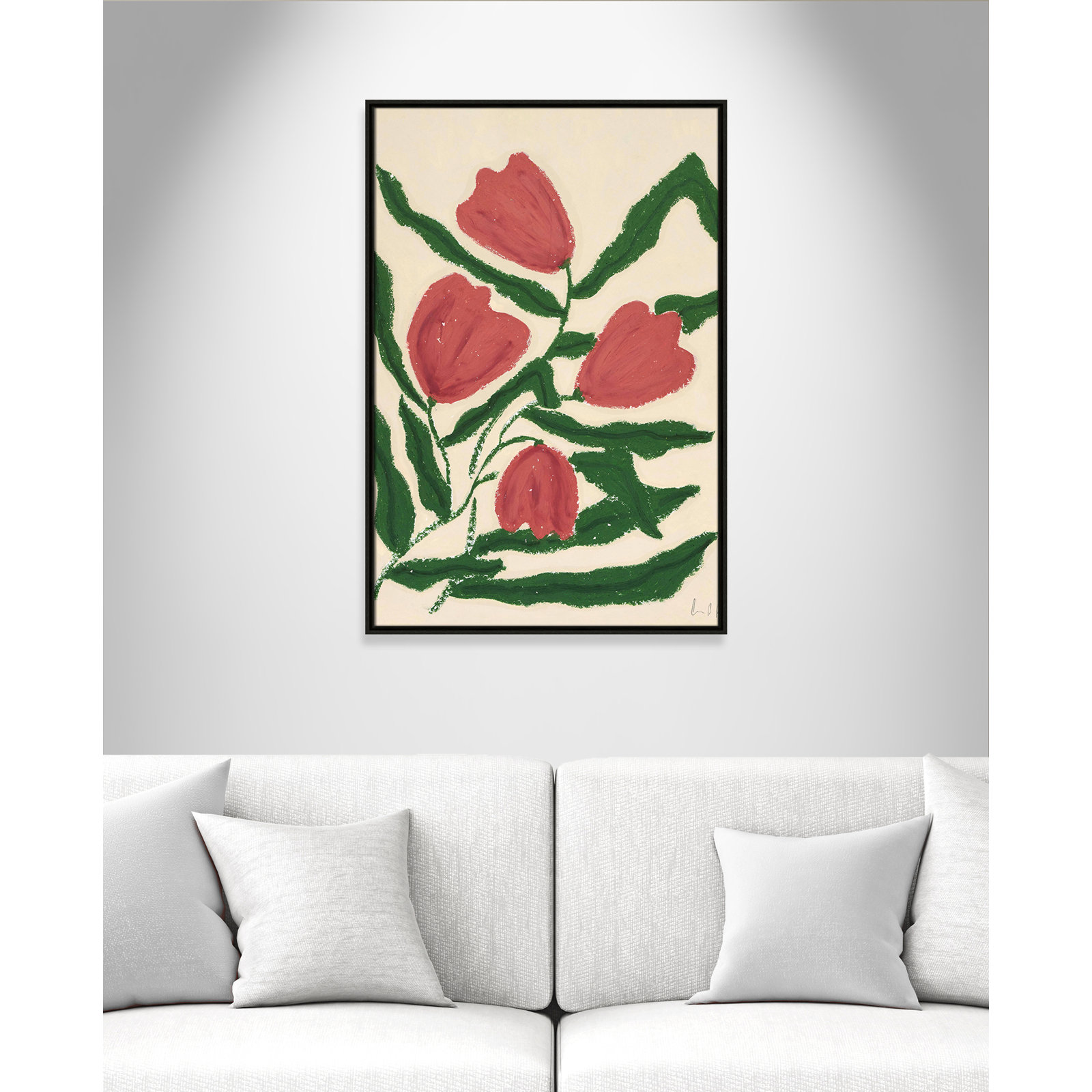 Colette "Red Tulips" Print by Camilla Bergqvist, Espresso, 37.5" H x 25.5" W