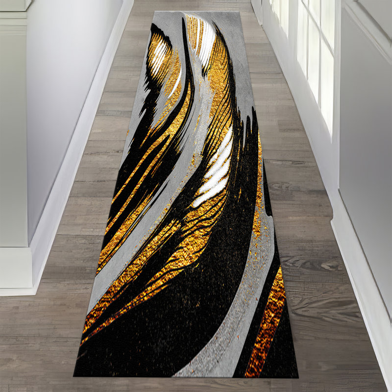 Floral Symphony Non Woven Thin Type Printed Rug in Vibrant Hues for Indoor Use, Rectangle 1'8" x 2'4"