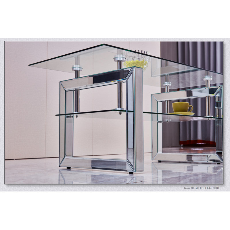 Table basse rectangulaire avec plateau en bois manufacturé, tablette et tiroir