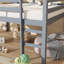 Lit mezzanine double en bois d'hévéa avec échelle-2104455403
