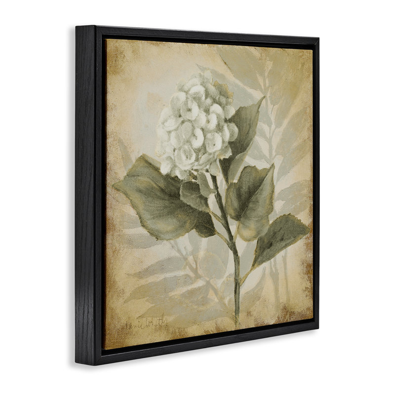 «Aubergine Hydrangea Impression» par Lanie Loreth, H 25 po x l 25 po, Cadre flottant noir de jais