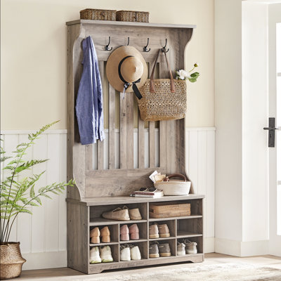 Chalemet Hall Tree 39.4'' Wide with Bench and Shoe Storage