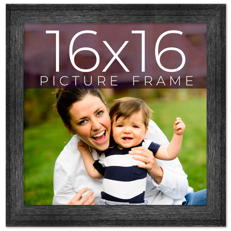 Kaleema Solid Wood Picture Frame, Dark Grey, 16" W x 16" H